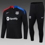2024/2025 Barcelona Half-Pull Training Suit Black Football Shirt Set-NO.11 Ball