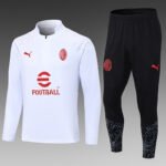 2023/2024 AC Milan Half-Pull Training Suit White Football Shirt Set-NO.11 Ball