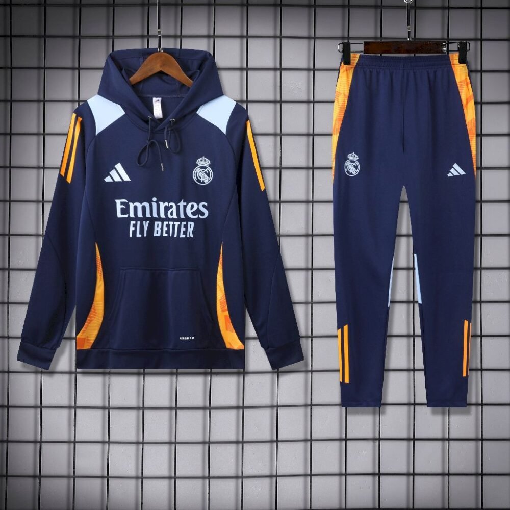 2024/2025 Real Madrid Hooded Long Sleeves Training Suit Football Shirt