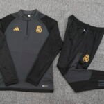 2023/2024 Real Madrid Half-Pull Training Suit Gray-black Football Shirt Set-NO.11 Ball