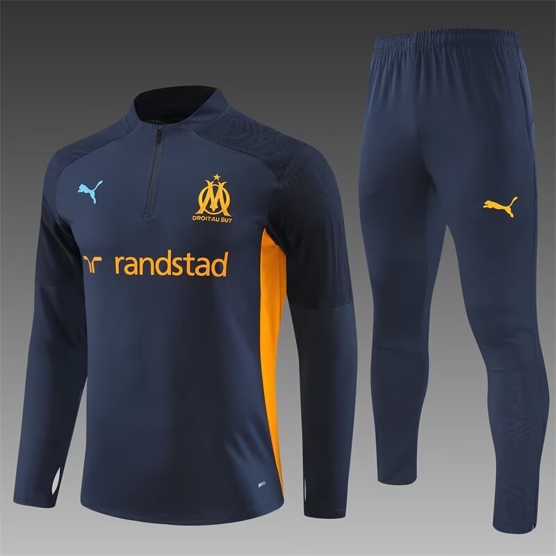 2024/2025 Marseille Half-Pull Training Wear Royal Blue Football Shirt-NO.11 Ball