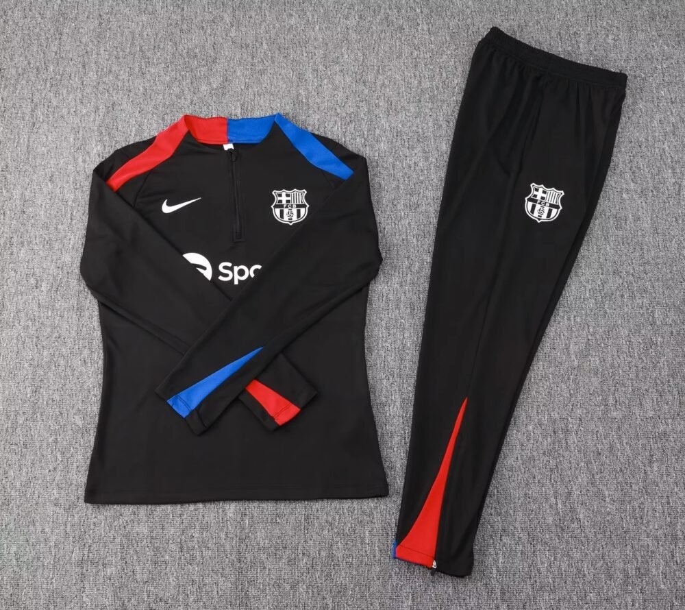 2024/2025 Barcelona Half-Pull Training Suit Black Football Shirt Set-NO.11 Ball