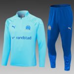 2023/2024 Olympique Marseille Half-Pull Training Suit Light Blue Football Shirt Set-NO.11 Ball