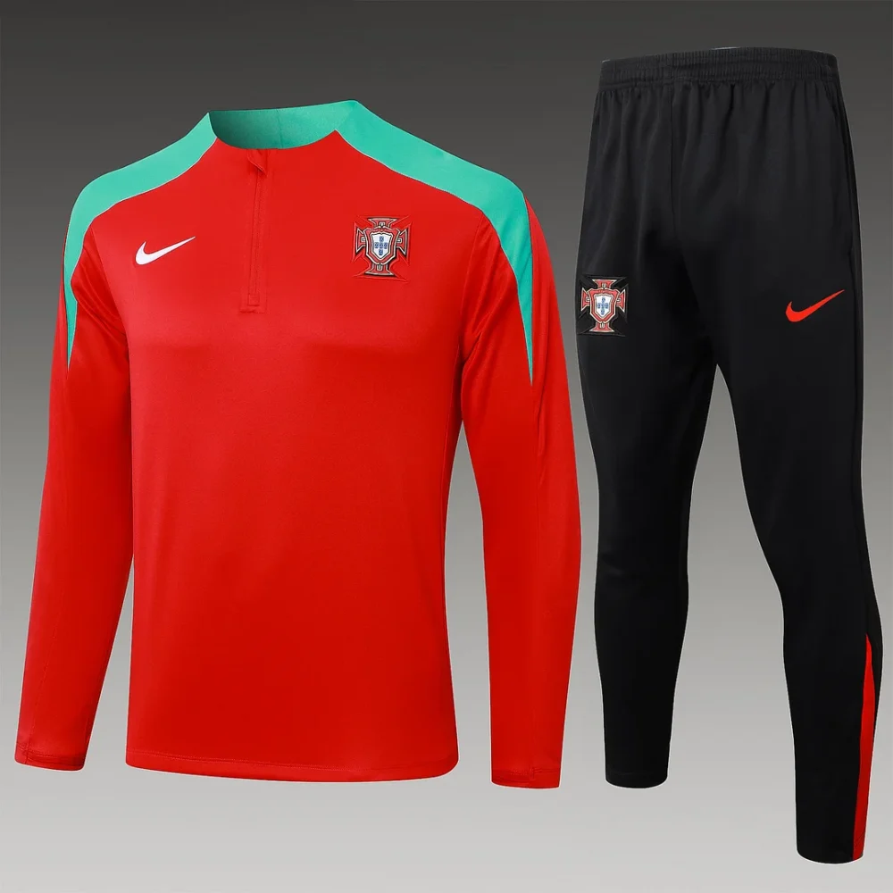 2024/2025 Portugal Half-Pull Training Wear Red Football Shirt