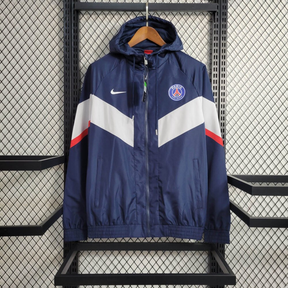 2023/2024 Paris Saint-Germain Windbreaker(Navy Blue-White)Football Shirt-NO.11 Ball