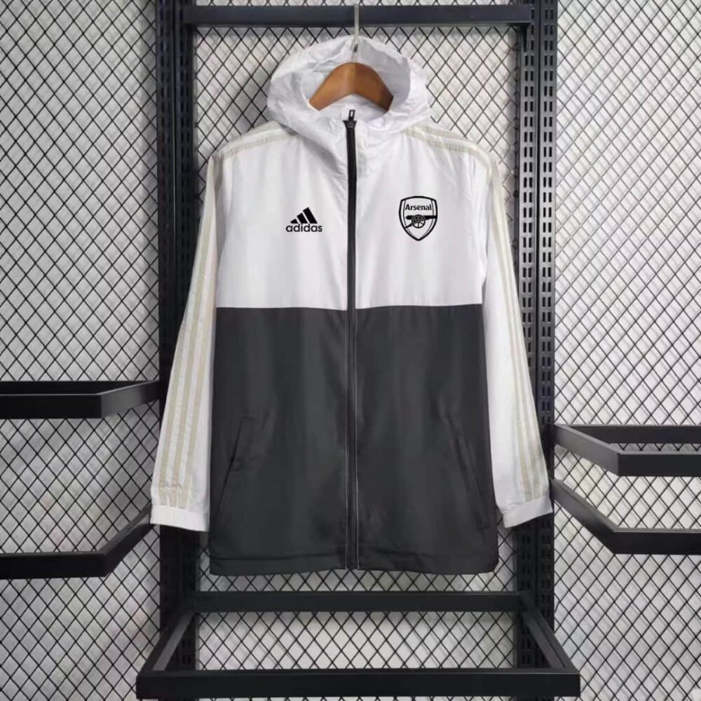 2023/2024 Arsenal Windbreaker(White-Black)Football Shirt-NO.11 Ball