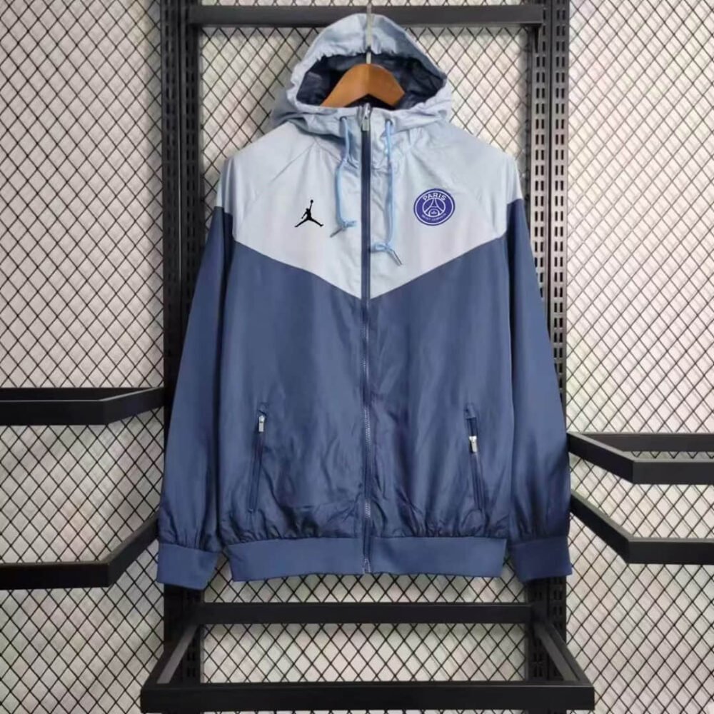 2023/2024 Paris Saint-Germain Windbreaker(Grey-Light Blue)Football Shirt-NO.11 Ball