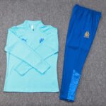 2023/2024 Olympique Marseille Half-Pull Training Suit Light Blue Football Shirt Set-NO.11 Ball
