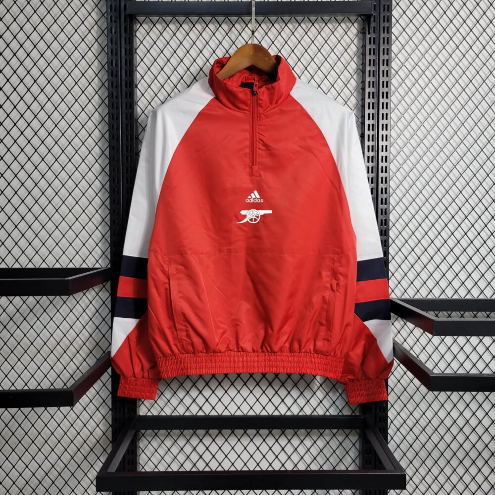 2023/2024 Arsenal Windbreaker(White-Red)Football Shirt-NO.11 Ball