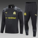 2023/2024 Olympique Marseille Half-Pull Training Suit Black Football Shirt Set-NO.11 Ball