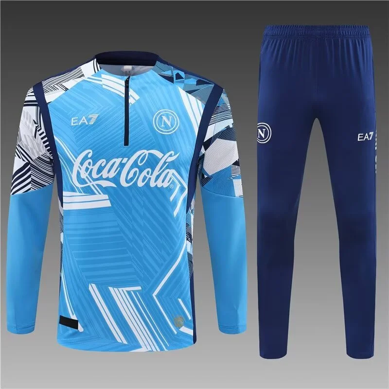 2024/2025 Napoli Half-Pull Training Wear Light Blue Football Shirt