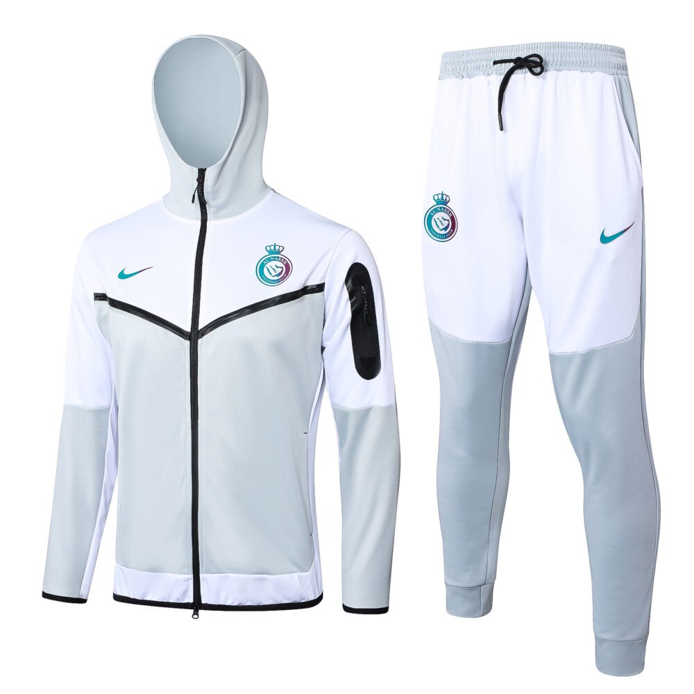 2023/2024 Al-Nassr Long Zipped Jacket Light Grey Football Shirt Set-NO.11 Ball