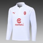2023/2024 AC Milan Half-Pull Training Suit White Football Shirt Set-NO.11 Ball
