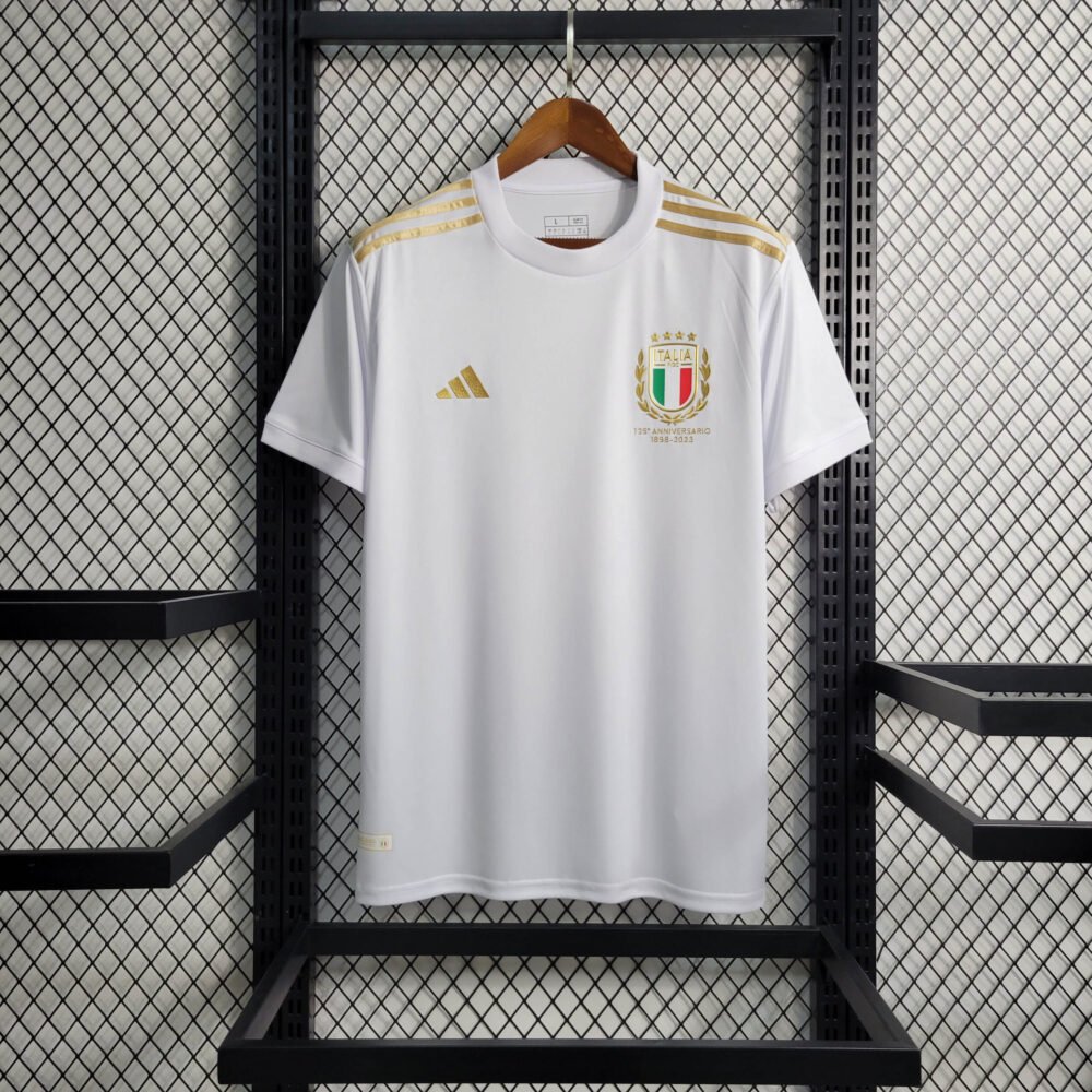2023 Italy 125th Anniversary White Football Shirt-NO.11 Ball