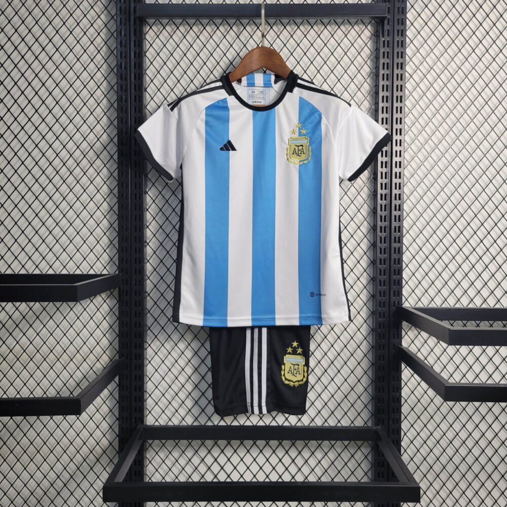 2022 Argentina Home Football Shirt Kids Size-NO.11 Ball