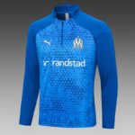 2023/2024 Olympique Marseille Half-Pull Training Suit Blue Football Shirt Set-NO.11 Ball