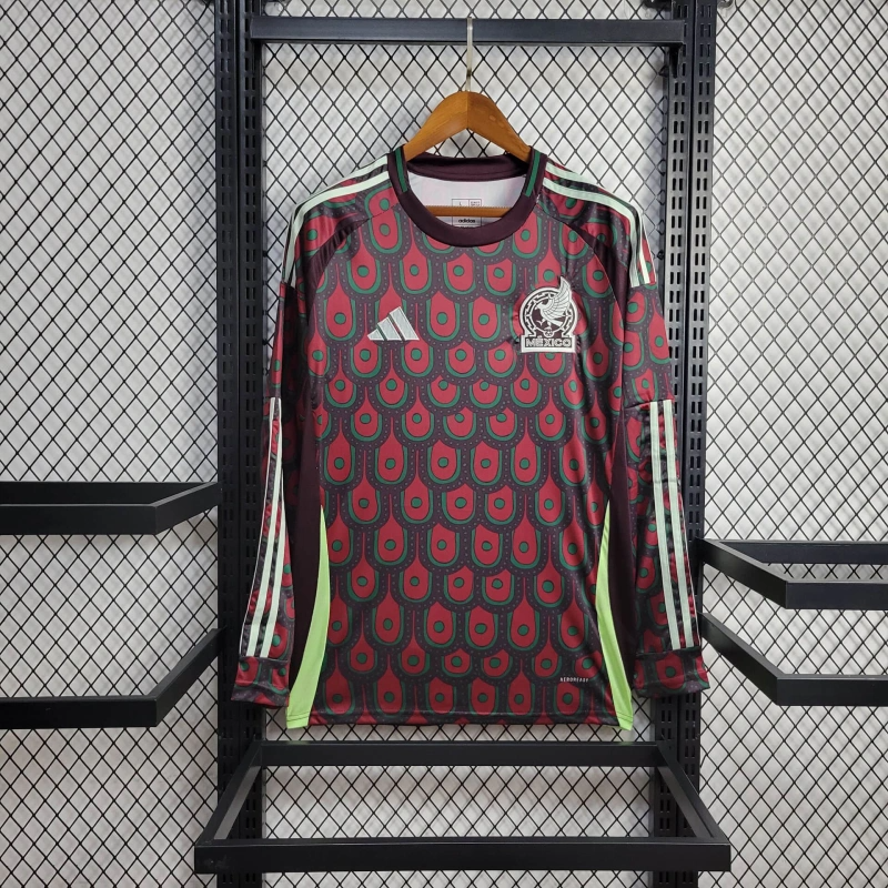 2024 Long Sleeve Mexico Home Football Shirt-NO.11 Ball