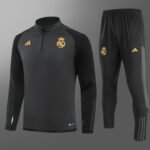 2023/2024 Real Madrid Half-Pull Training Suit Gray-black Football Shirt Set-NO.11 Ball