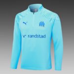 2023/2024 Olympique Marseille Half-Pull Training Suit Light Blue Football Shirt Set-NO.11 Ball