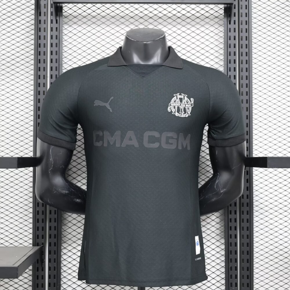 2024/2025 Player Version Olympique Marseille 125th Anniversary Black Football Shirt-NO.11 Ball
