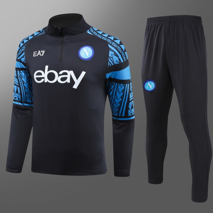 2023/2024 Napoli Half-Pull Training Suit Navy Blue Football Shirt Set-NO.11 Ball
