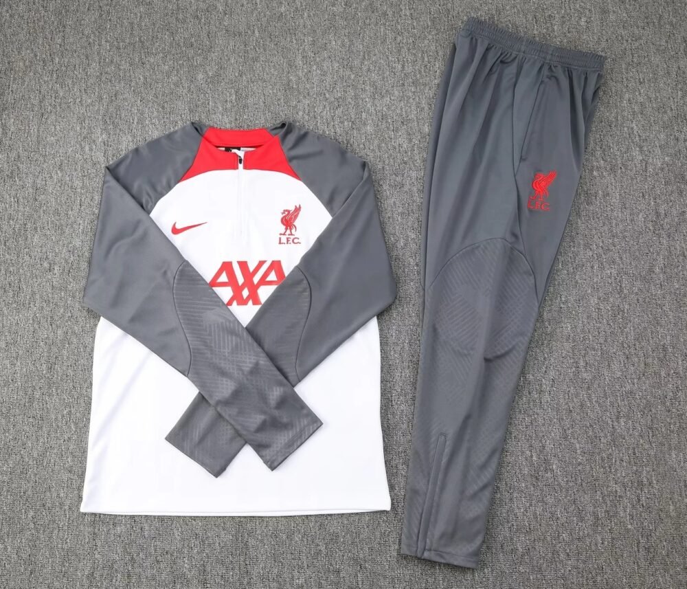 2023/2024 Liverpool Half-Pull Training Suit White Football Shirt Set-NO.11 Ball