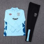 2023/2024 West Ham United Half-Pull Training Suit Light Blue Football Shirt Set-NO.11 Ball