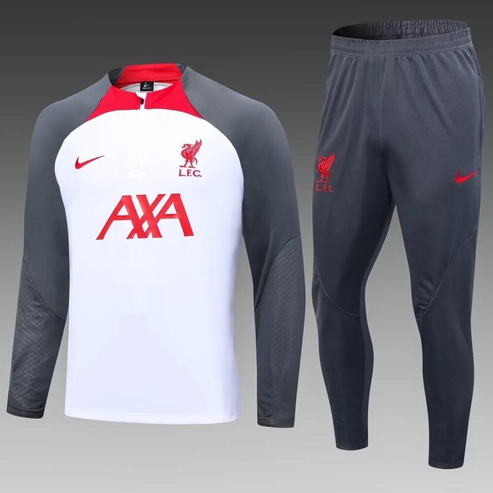 2023/2024 Liverpool Half-Pull Training Suit White Football Shirt Set-NO.11 Ball