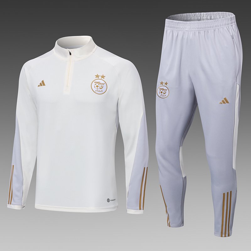2022 Algeria Half-Pull Training Suit White Football Shirt Set-NO.11 Ball
