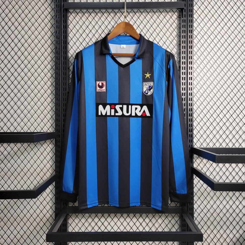 1988/1989 Retro Long Sleeve Inter Milan Home Football Shirt 1:1 Thai Qualit-NO.11 Ball