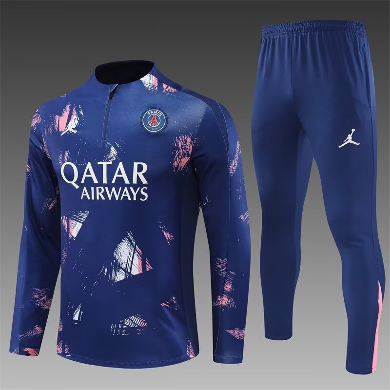 2024/2025 Paris Saint-Germain Half-Pull Training Wear Blue Football Shirt-NO.11 Ball
