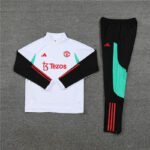 2023/2024 Manchester United Half-Pull Training Suit White Football Shirt Set-NO.11 Ball