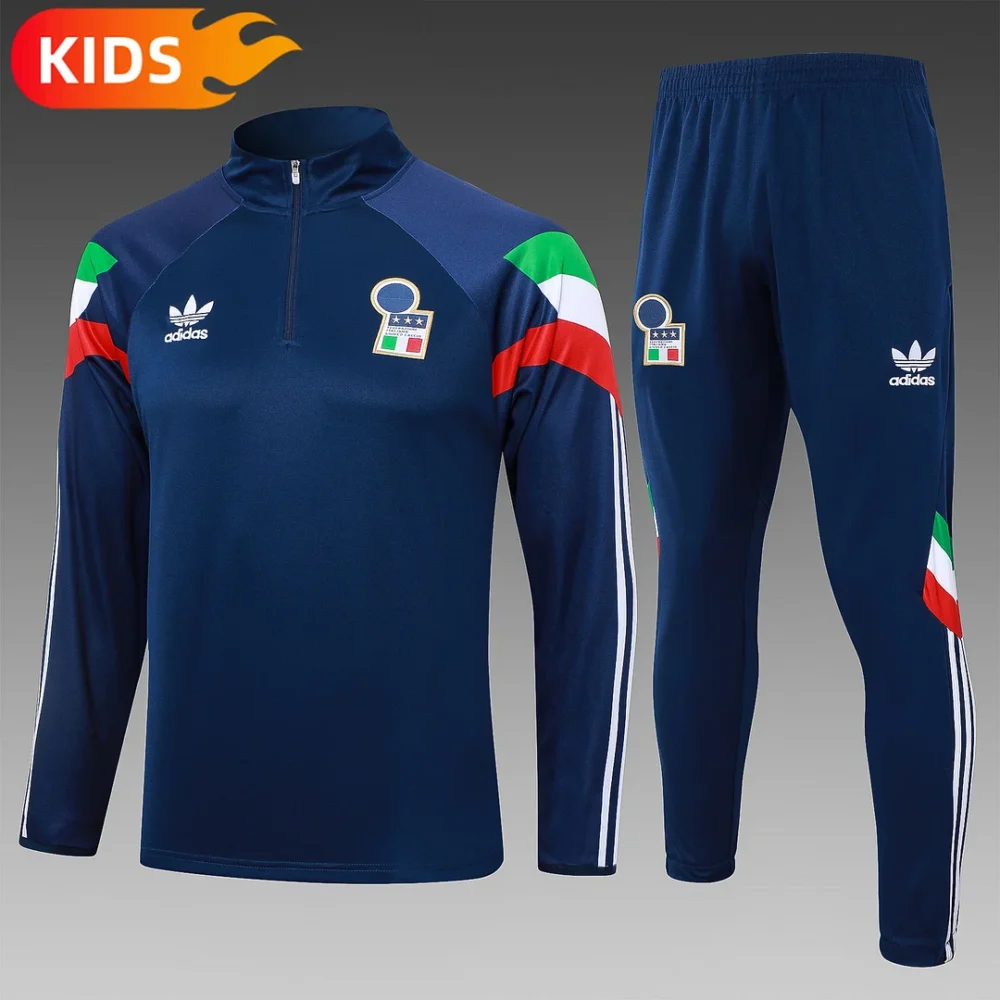 2024/2025 Italy Half-Pull Training Wear Black Football Shirt Kids Size