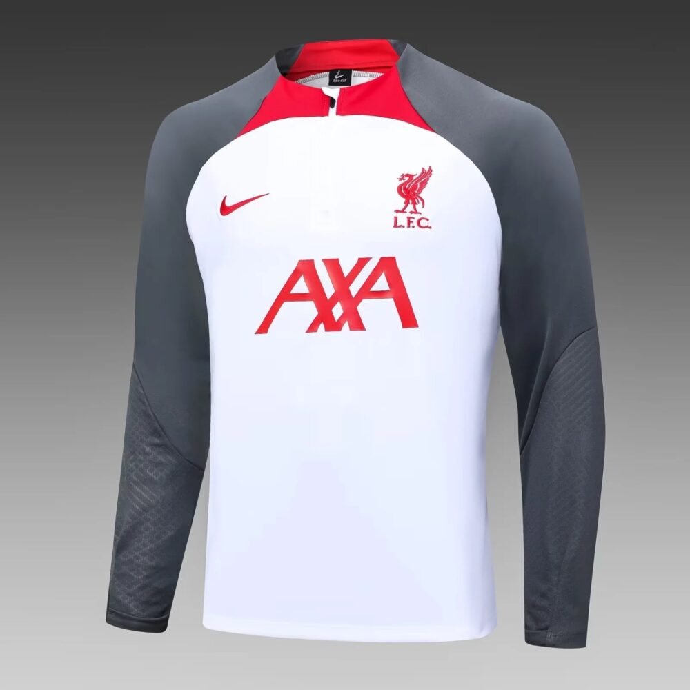 2023/2024 Liverpool Half-Pull Training Suit White Football Shirt Set-NO.11 Ball