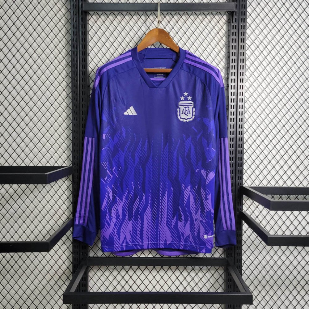 2022 Long Sleeve Argentina Away Football Shirt-NO.11 Ball