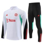 2023/2024 Manchester United Half-Pull Training Suit White Football Shirt Set-NO.11 Ball