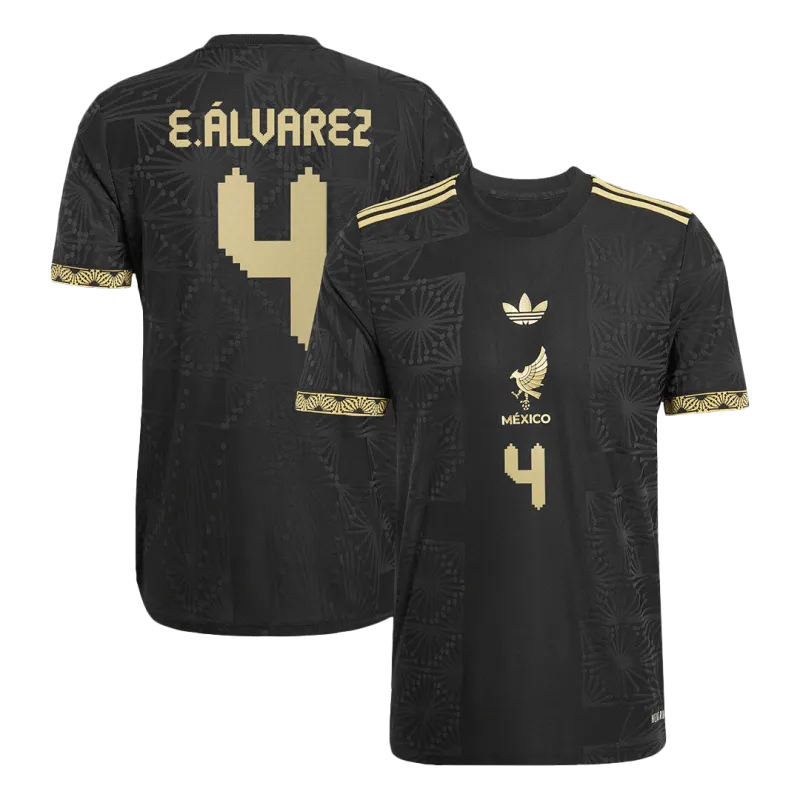 E.ÁLVAREZ #4 Mexico Third Away Authentic Soccer Jersey 2025 -Gold Cup