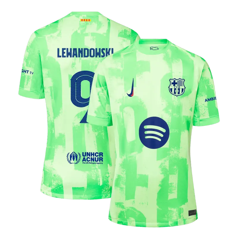 LEWANDOWSKI #9 Barcelona Third Away Soccer Jersey 2024/25 – UCL（Spotify Logo Without Text）