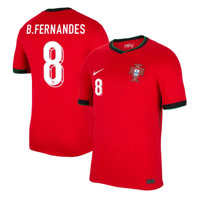B.FERNANDES #8 Portugal Home Soccer Jersey EURO 2024