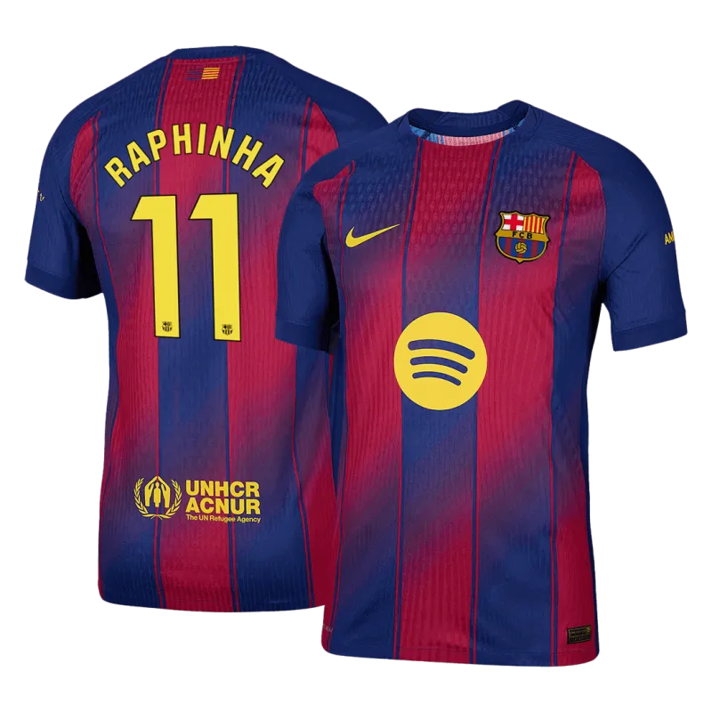 RAPHINHA #11 Barcelona Home Authentic Soccer Jersey 2025/26