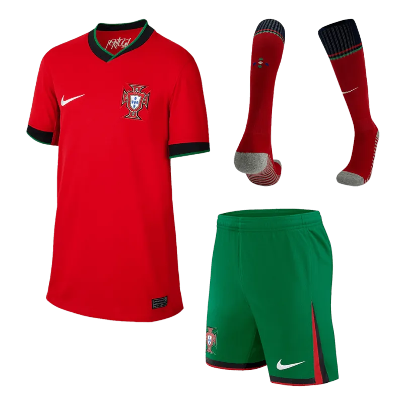 Portugal Home Kids Soccer Jerseys Full Kit EURO 2024