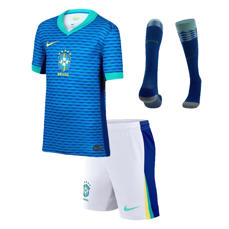 Brazil Away Kids Soccer Jerseys Full Kit Copa America 2024