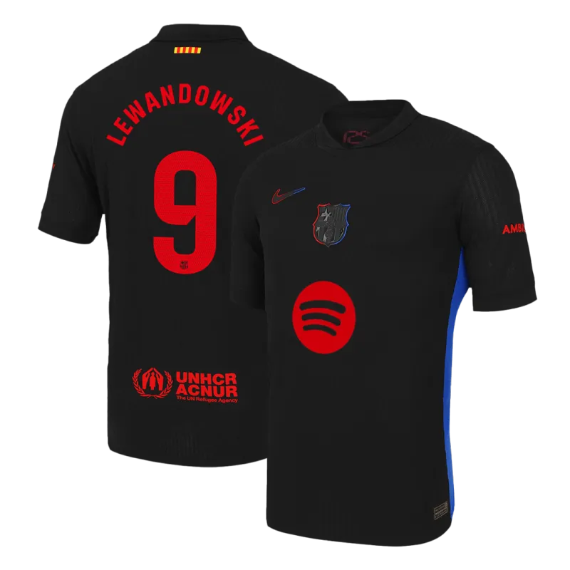 LEWANDOWSKI #9 Barcelona Away Authentic Soccer Jersey 2024/25 – Spotify Logo Without Text