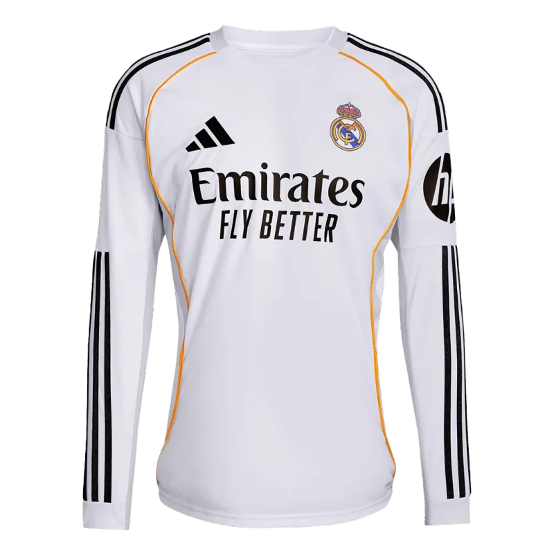 Real Madrid Home Long Sleeve Soccer Jersey 2025/26