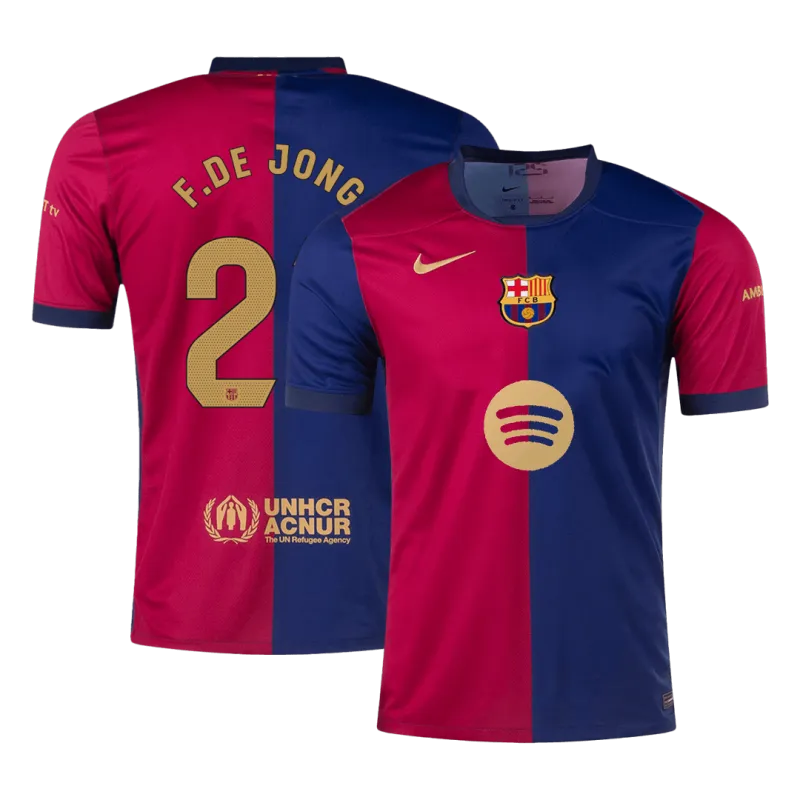 F.DE JONG #21 Barcelona Home Soccer Jersey 2024/25 – Spotify Logo Without Text