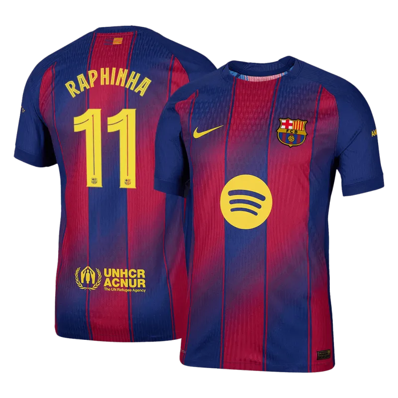 RAPHINHA #11 Barcelona Home Authentic Soccer Jersey 2025/26 – UCL