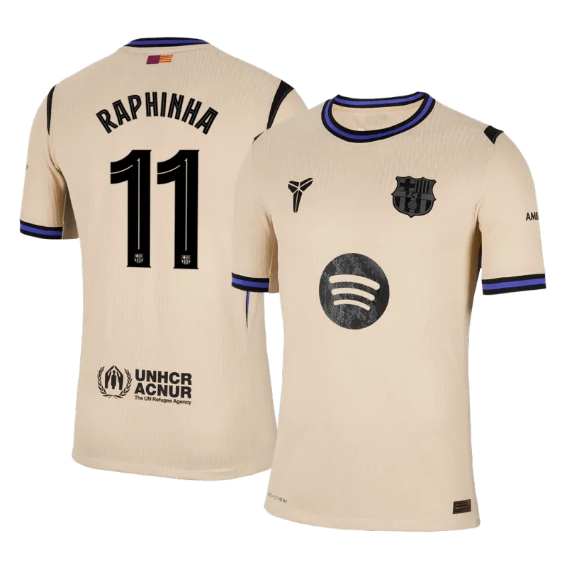 RAPHINHA #11 Barcelona Away Authentic Soccer Jersey 2025/26 – UCL