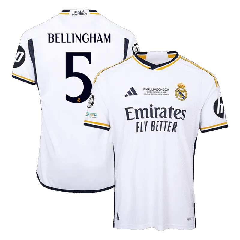 BELLINGHAM #5 Real Madrid Home Authentic Soccer Jersey 2023/24 – UCL FINAL