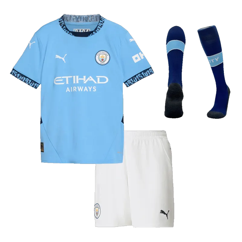 Manchester City Home Kids Soccer Jerseys Full Kit 2024/25