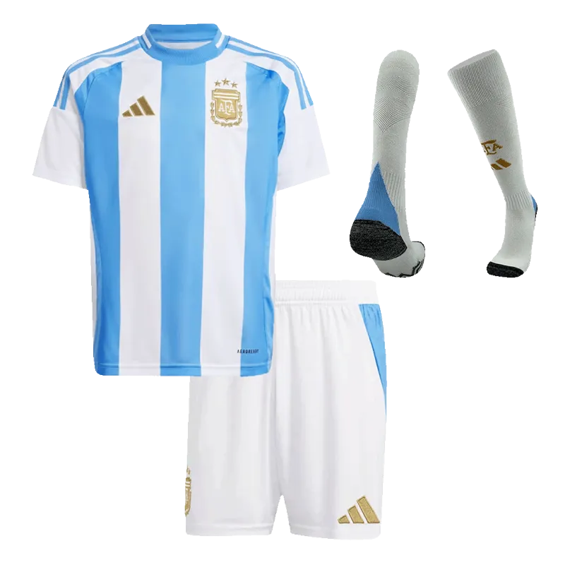 Argentina Home Kids Soccer Jerseys Full Kit Copa America 2024